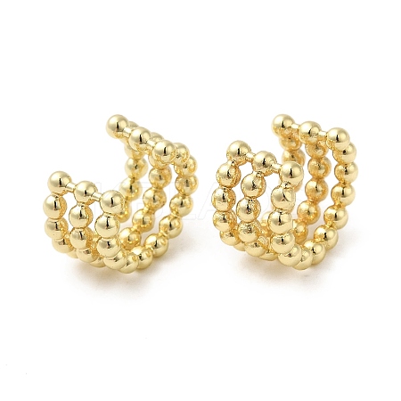Rack Plating Brass Triple Lines Cuff Earrings EJEW-D073-05G-1