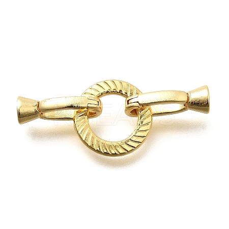 Flat Round Rack Plating Brass Fold Over Clasps KK-S508-11G-1