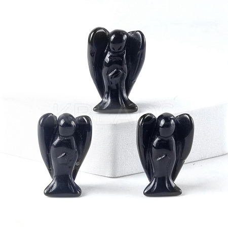 Natural Obsidian Carved Healing Angel Figurines PW-WG73241-05-1