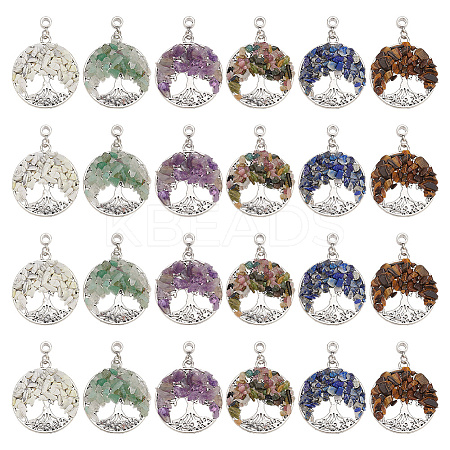 24Pcs 6 Styles Tibetan Styles Alloy Pendants PALLOY-HY00036-1