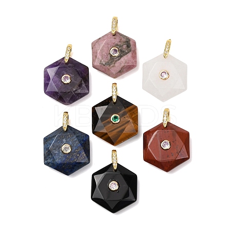 Natural Mixed Gemstone Faceted Pendants G-B188-03G-1