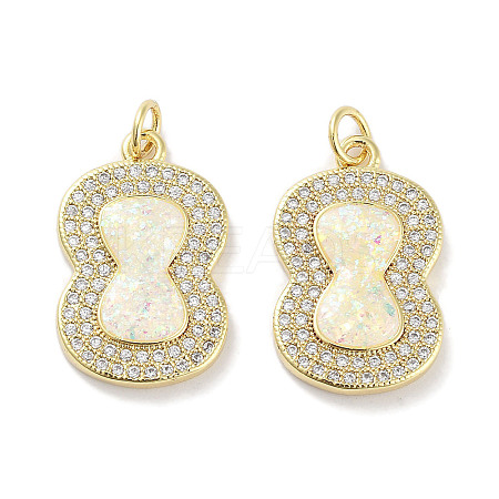 Brass Micro Pave Clear Cubic Zirconia Pendants KK-L213-038G-1