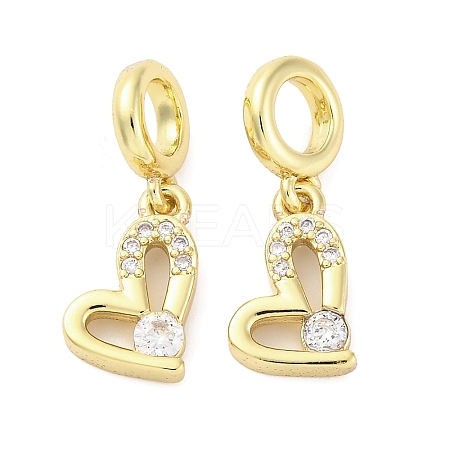Brass Micro Pave Cubic Zirconia European Dangle Charms KK-D325-19G-02-1