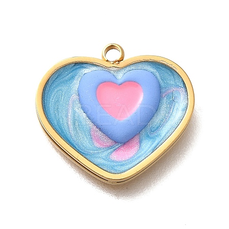 304 Stainless Steel Enamel Pendants STAS-Q347-01G-C-1