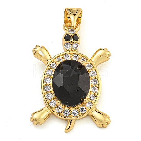 Tortoise Rack Plating Brass Micro Pave Cubic Zirconia Charms KK-G513-78A-03G-1