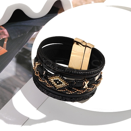 Imitation Leather Crod Multi-strand Bracelet PW-WGFD5E9-03-1