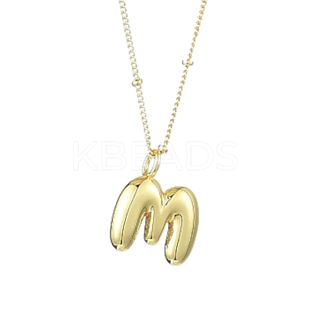 1Pc Initial Letter Brass Pendant Necklaces NJEW-YW0001-24M-1