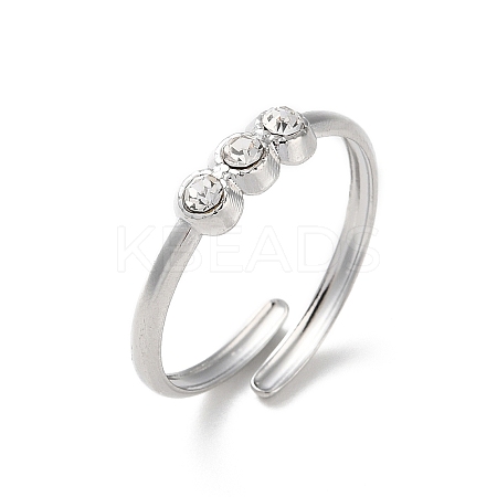 304 Stainless Steel Rhinestone Cuff Rings RJEW-M171-17P-1