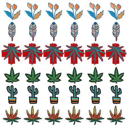 36Pcs 6 Style Polyester Fabrics Computerized Embroidery Cloth Sew on Patches PATC-FG0001-05-1