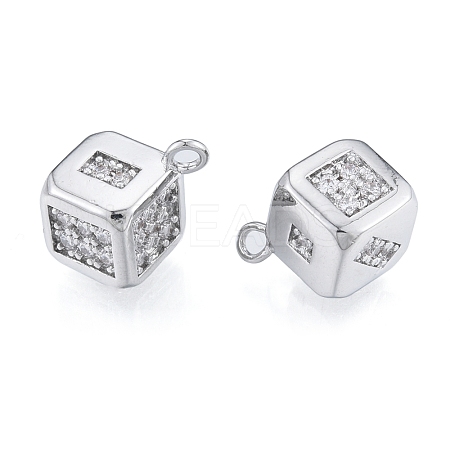 Brass Micro Pave Clear Cubic Zirconia Charms KK-N216-561P-1