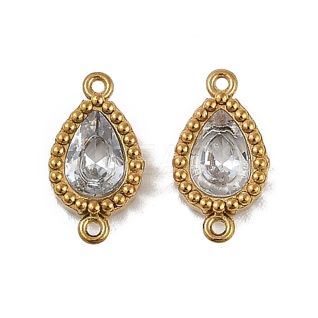 Ion Plating(IP) 304 Stainless Steel Cubic Zirconia Teardrop Links Connector Charms STAS-K256-23G-07-1