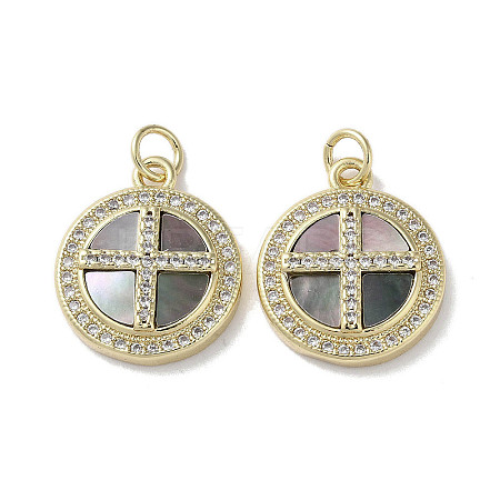 Brass Micro Pave Clear Cubic Zirconia Cross Pendants KK-G485-32G-02-1