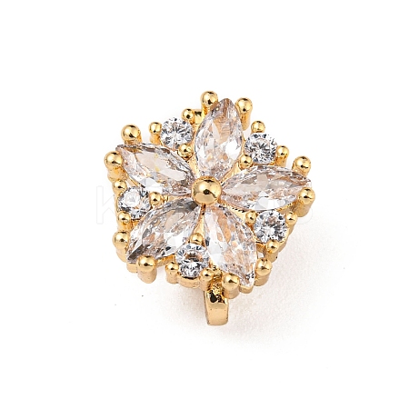 Flower Brass Pave Clear Cubic Zirconia Mutil-Strand Links LS-ZIRC-R021-01D-G-1
