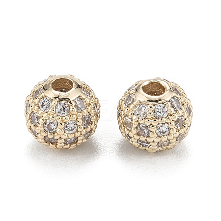 Brass Micro Pave Clear Cubic Zirconia Beads LS-ZIRC-D274-02G-01-1