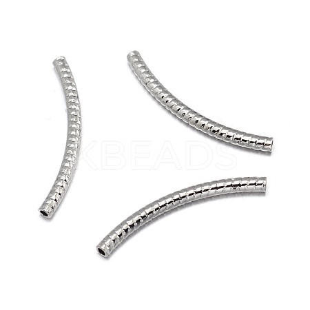 Carved Curved Brass Tube Beads KK-F0317-13P-NR-1