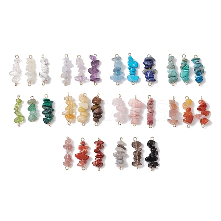 30Pcs 30 Styles 304 Mixed Gemstone Chip Beaded Connector Charms PALLOY-JF02873-01-1