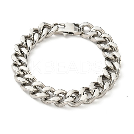 Non-Tarnish 201 Stainless Steel Curb Chain Bracelet for Men Women BJEW-H550-06A-P-1