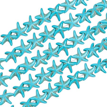 10 Strands Synthetic Turquoise Beads Strands G-OC0002-12-1