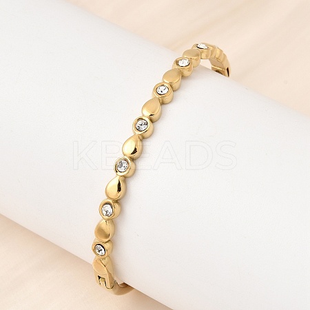 304 Stainless Steel Rhinestone Hinged Bangles for Women BJEW-B168-03A-G-1