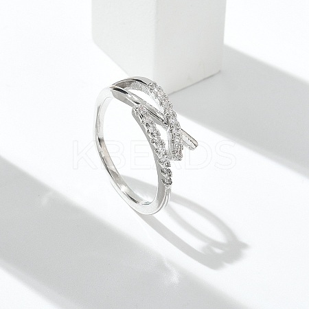 Letter X Shaped Clear Cubic Zirconia Cuff Rings RJEW-G337-09P-1