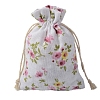 Printed Cotton Imitation Burlap Packing Pouches Drawstring Bags PW-WG7B662-02-1