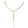 Natural Pearl Round Tassel Brass Twisted Chain Cable Chain Lariat Necklaces NJEW-JN05843-2