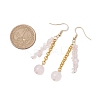 Round & Chip Natural Rose Quartz Dangle Earrings EJEW-JE05867-3