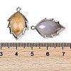 Natural Agate Faceted Leaf Pendants G-I375-04P-14-3
