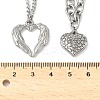 2Pcs 304 Stainless Steel Wing Heart Pendant Double Layer Necklaces for Women NJEW-U044-01P-3