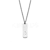 304 Stainless Steel Rectangle with Laser Cut Initial Pendant Necklaces FS-WG71FEF-05-1