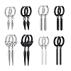 16Pcs 8 Style 304 & 201 Stainless Steel Dangle Hoop Earrings with Stainless Steel Pins EJEW-FI0002-92-1