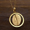 304 Stainless Steel Rotatable Saint Benedict Medal Pendant Necklaces for Women NJEW-G187-01G-1