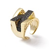 Black Cubic Zirconia Ski Slope Open Cuff Ring LS-RJEW-M144-13G-1