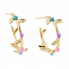 Colorful Enamel Branch Wrap Stud Earrings EJEW-I265-02G-1