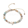 Natural Flower Amazonite Round Beaded Braided Bead Bracelets BJEW-JB10692-01-1