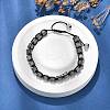 Adjustable Natural Labradorite and Non-magnetic Synthetic Hematite Braided Bead Bracelets BJEW-Z090-01A-2