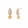 Brass Micro Pave Clear Cubic Zirconia Stud Earring Findings KK-S364-127-2
