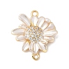 Flower Brass Micro Pave Clear Cubic Zirconia Connector Charms LS-KK-M326-06-G02-1