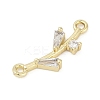 Brass Clear Cubic Zirconia Connector Charms KK-Z094-06G-02-2