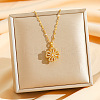 Brass Micro Pave Clear Cubic Zirconia Rotatable Clover Pendant Necklaces LS-NJEW-K280-01G-1