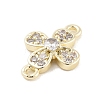 Brass Pave Clear Cubic Zirconia Flower Links Connector Charms LS-KK-Z061-02G-02-2