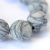 Frosted Natural Black Silk Stone/Netstone Round Bead Strands X-G-E334-8mm-25-4