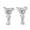 Brass Micro Pave Clear Cubic Zirconia Pendants KK-S367-10B-1