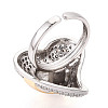 Brass Micro Pave Cubic Zirconia Adjustable Open Cuff Rings for Women RJEW-N051-05GP-3
