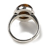 Natural Tiger Eye Oval Adjustable Rings RJEW-K371-07S-16-4