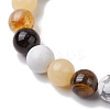 8.5mm Round Natural Topaz Jade & Howlite & Tiger Eye & Citrine Bead Stretch Bracelets for Women BJEW-JB10944-02-3