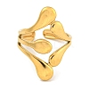 Ion Plating(IP) 304 Stainless Steel Teardrop Open Cuff Ring for Women RJEW-A043-14G-2