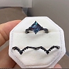 Rhombus Alloy Rhinestone Finger Ring Set for Women PW-WG51C17-03-3