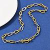 Two Tone 304 Stainless Steel Teardrop Link Chain Necklaces LS-NJEW-C092-02GP-2