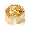Rack Plating Real 18K Gold Plated Brass Hollow Oval Open Cuff Rings RJEW-B048-10G-3